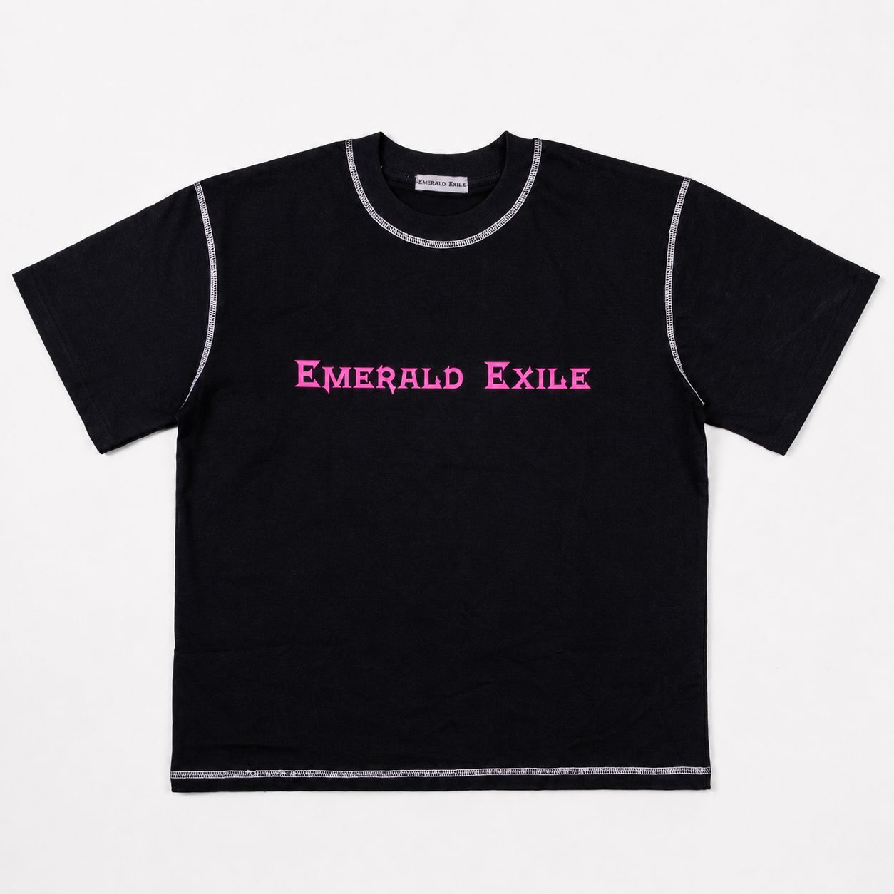 Exile Script Tee - Black/Pink