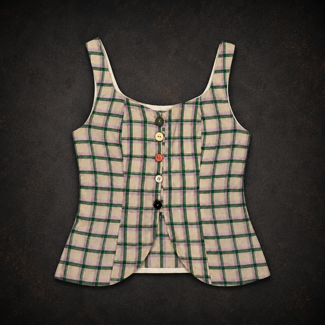 Checked Button Front Top