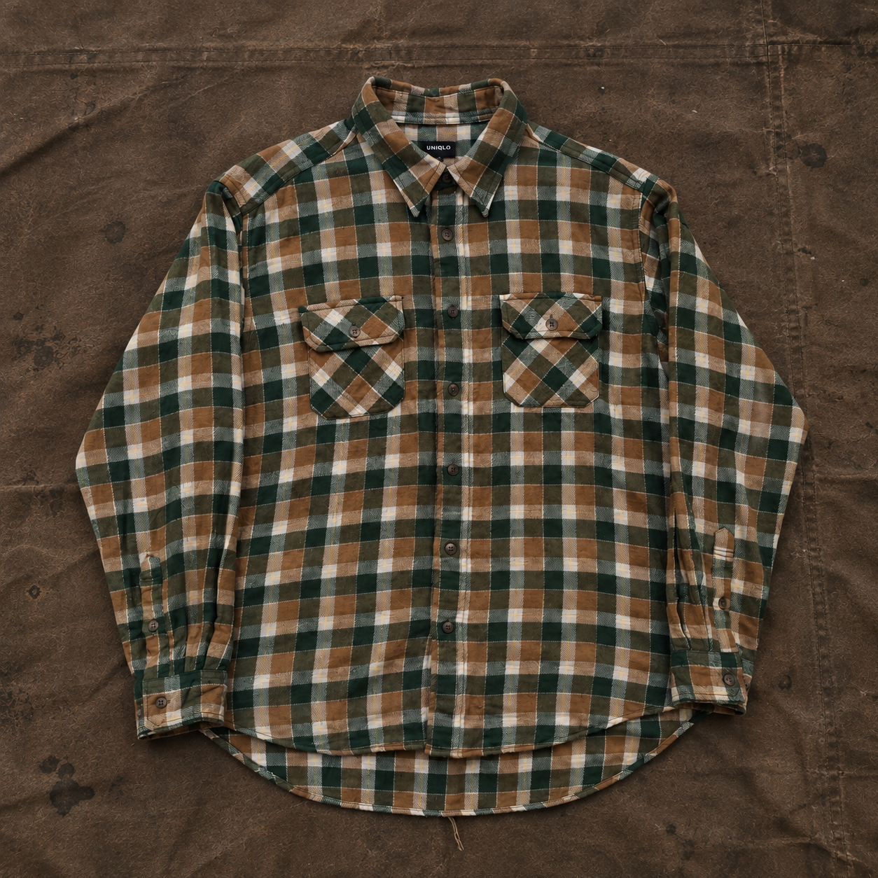 Uniqlo Green & Brown Plaid Shirt